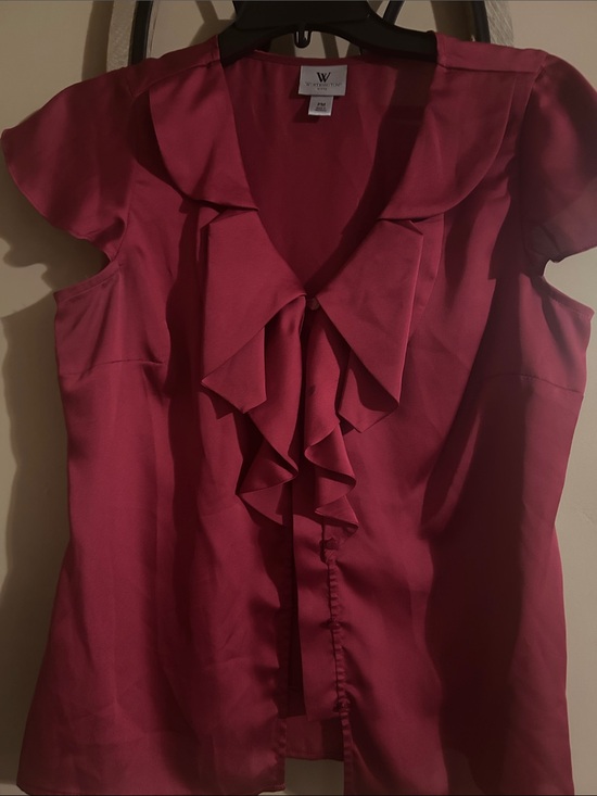 W by Worth Tops - W by Worth Ruffle Front Cap Sleeve Blouse in Raspberry